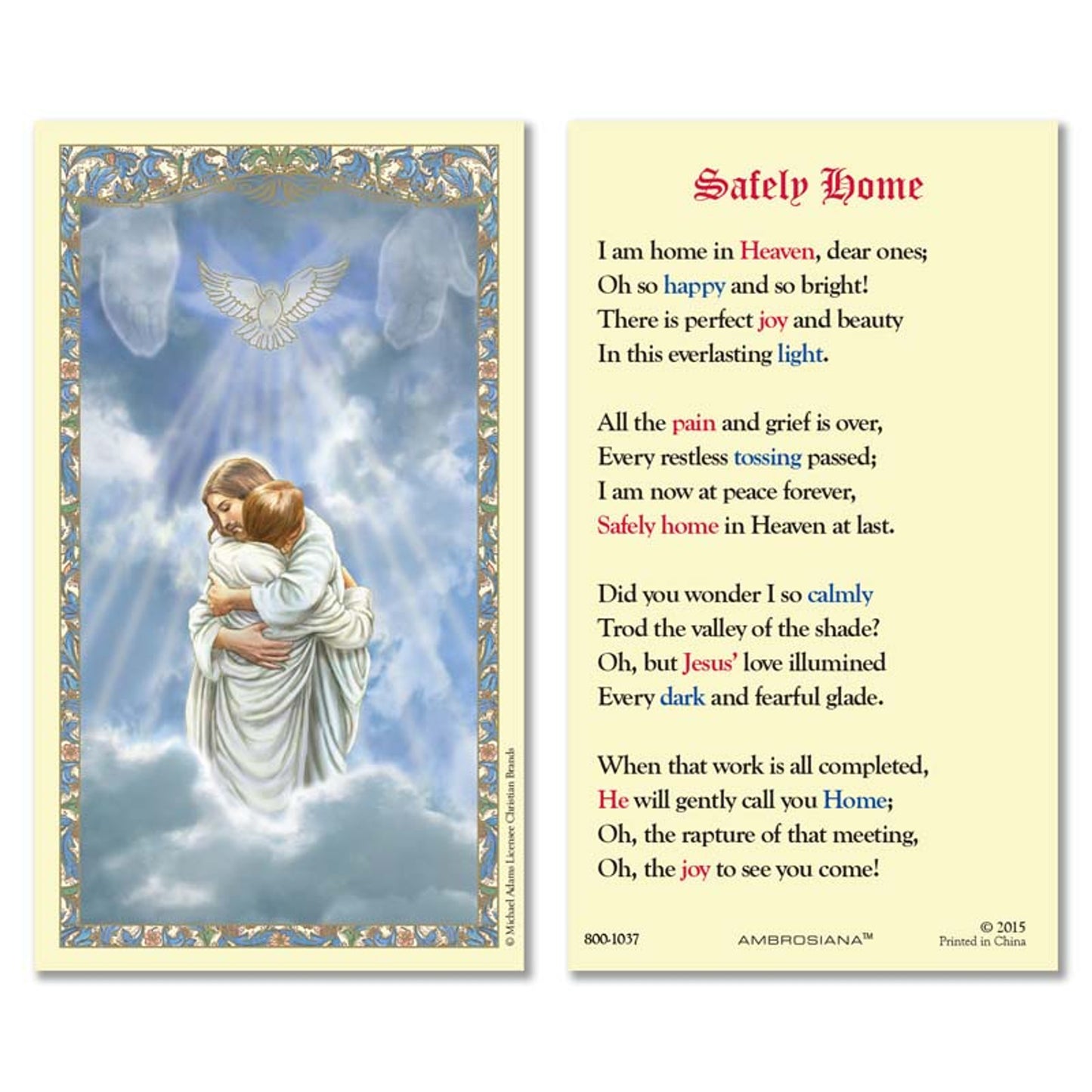 The Reunion Safely Home Laminated Holy Card - 25/PK
