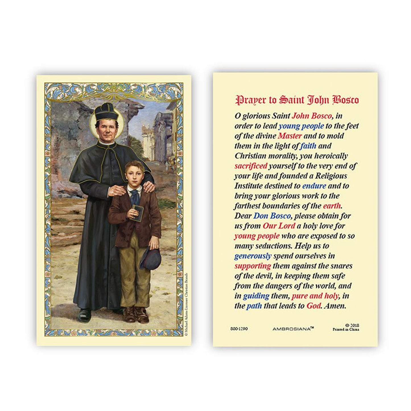 Saint John Bosco Laminated Holy Card - 25/PK