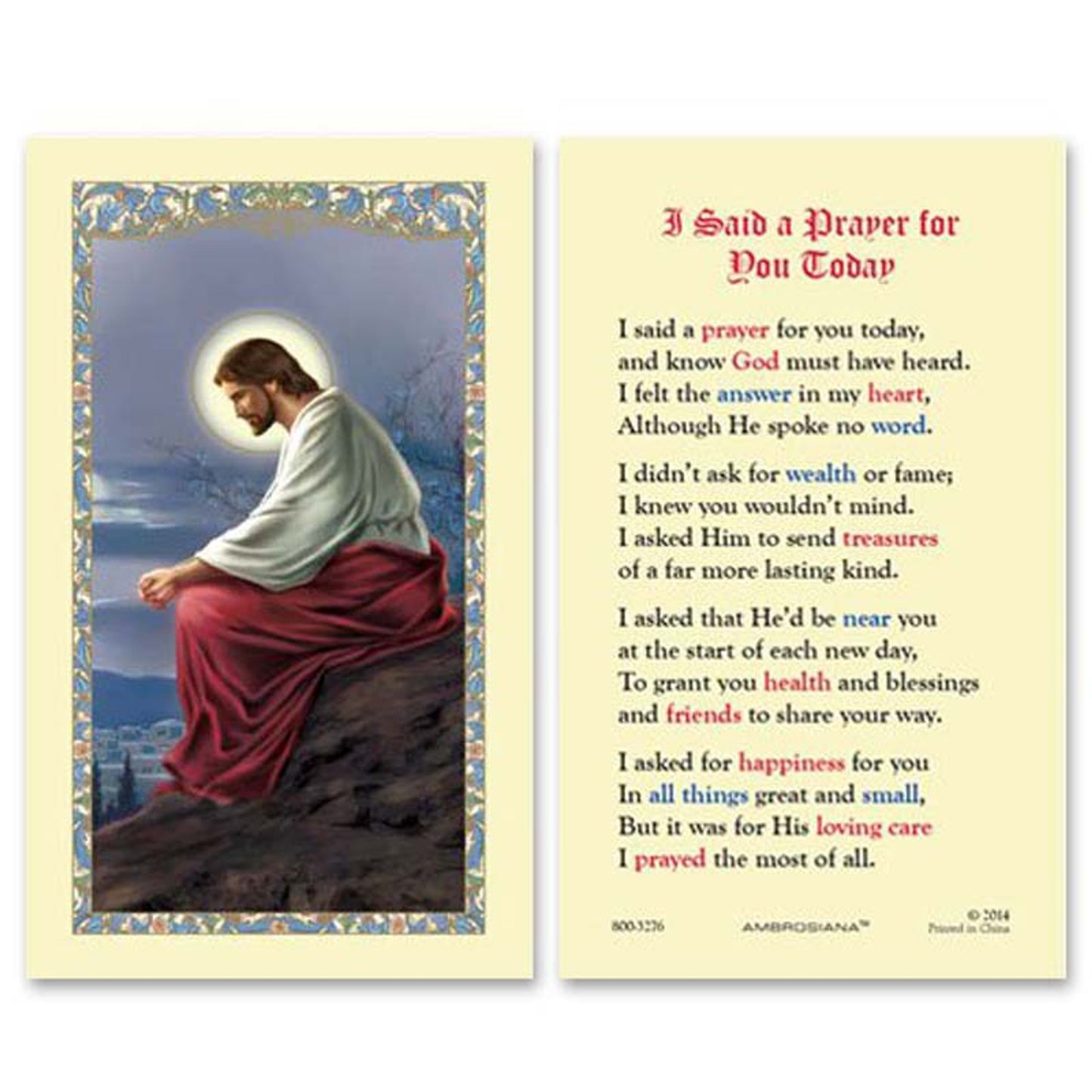Christ Overlooking Jerusalem Laminated Holy Card