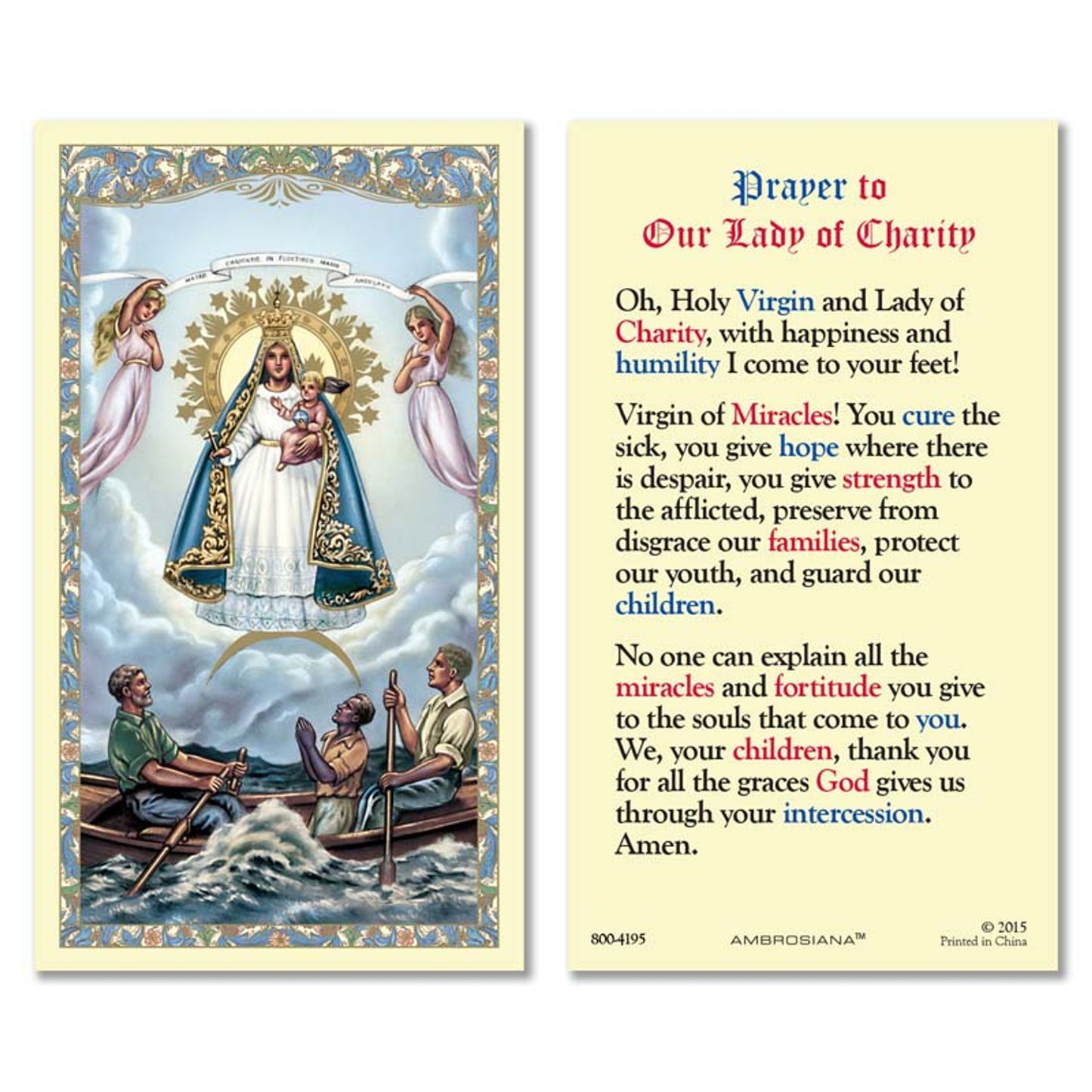 Caridad del Cobre Laminated Holy Card - 25/PK