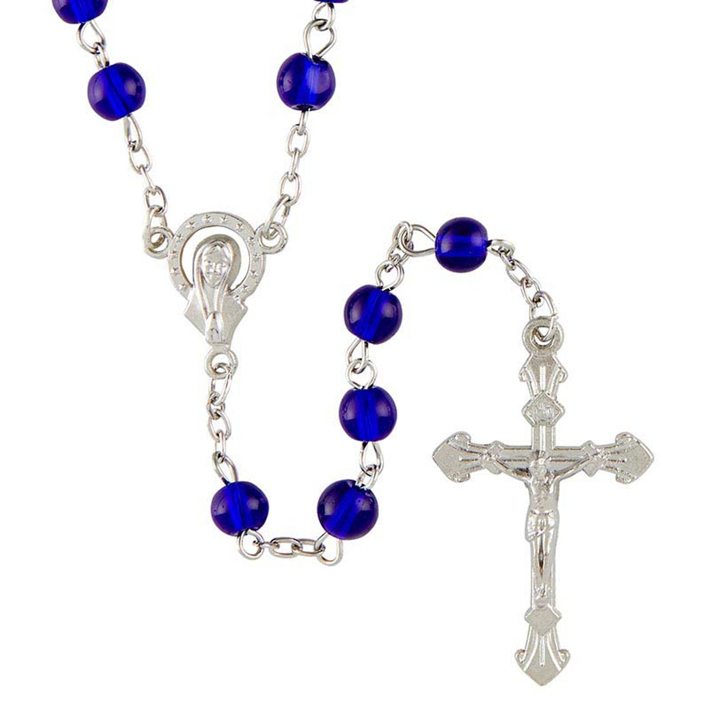 Dark Blue Glass Bead Rosary - 12 pack