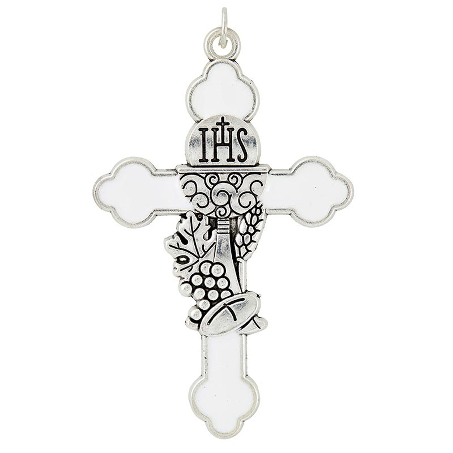 White Enamel First Communion Medal - 12 pack
