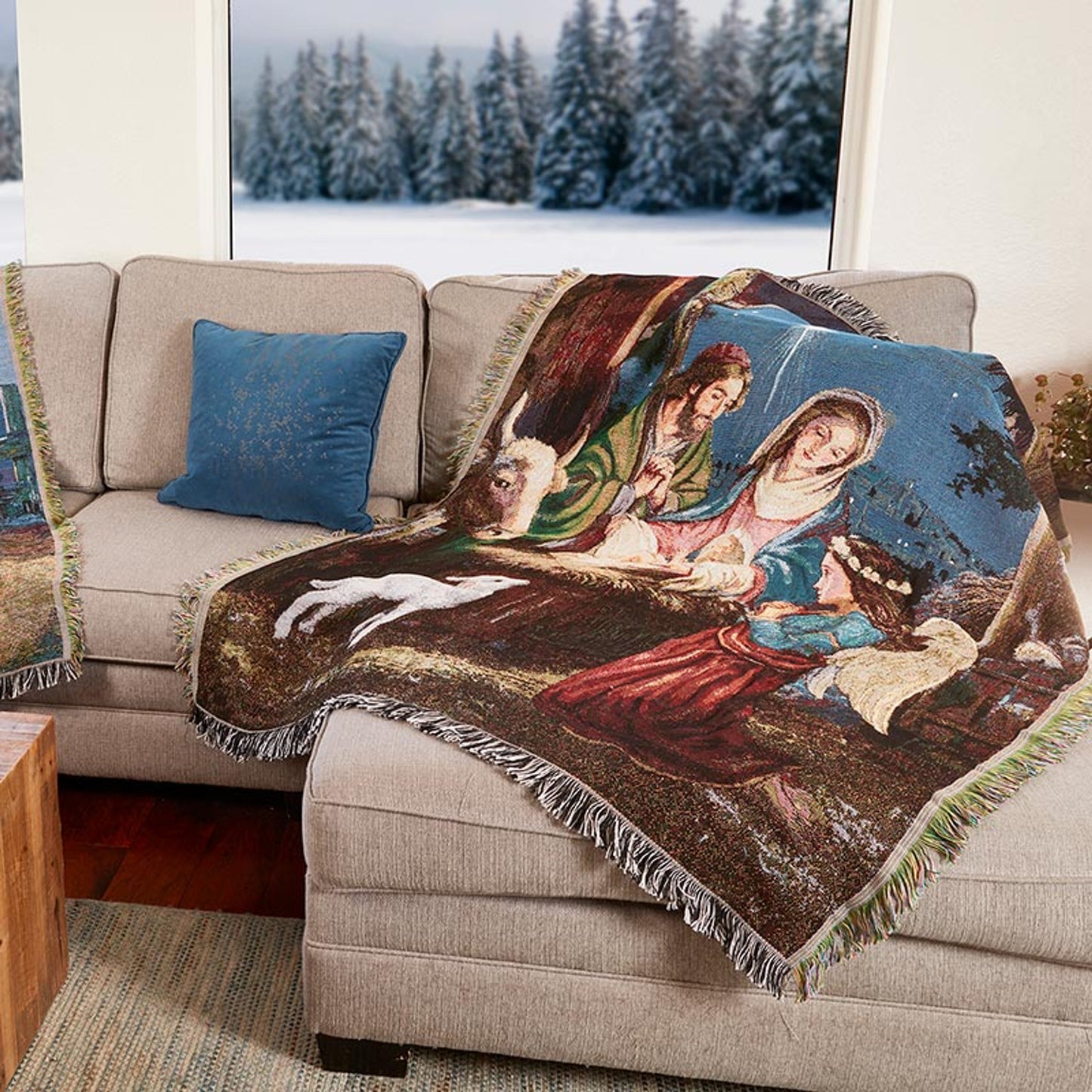 Holy Family Nativity Tapestry Throw Blanket