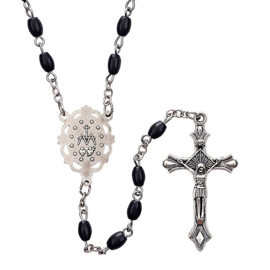 Black Oval Bead Rosary - 12 pack
