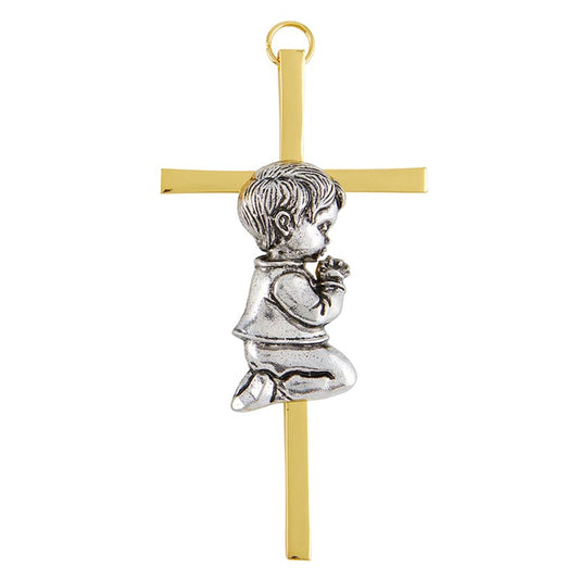 Boy Cross with Guardian Angel Crib Medal Set
