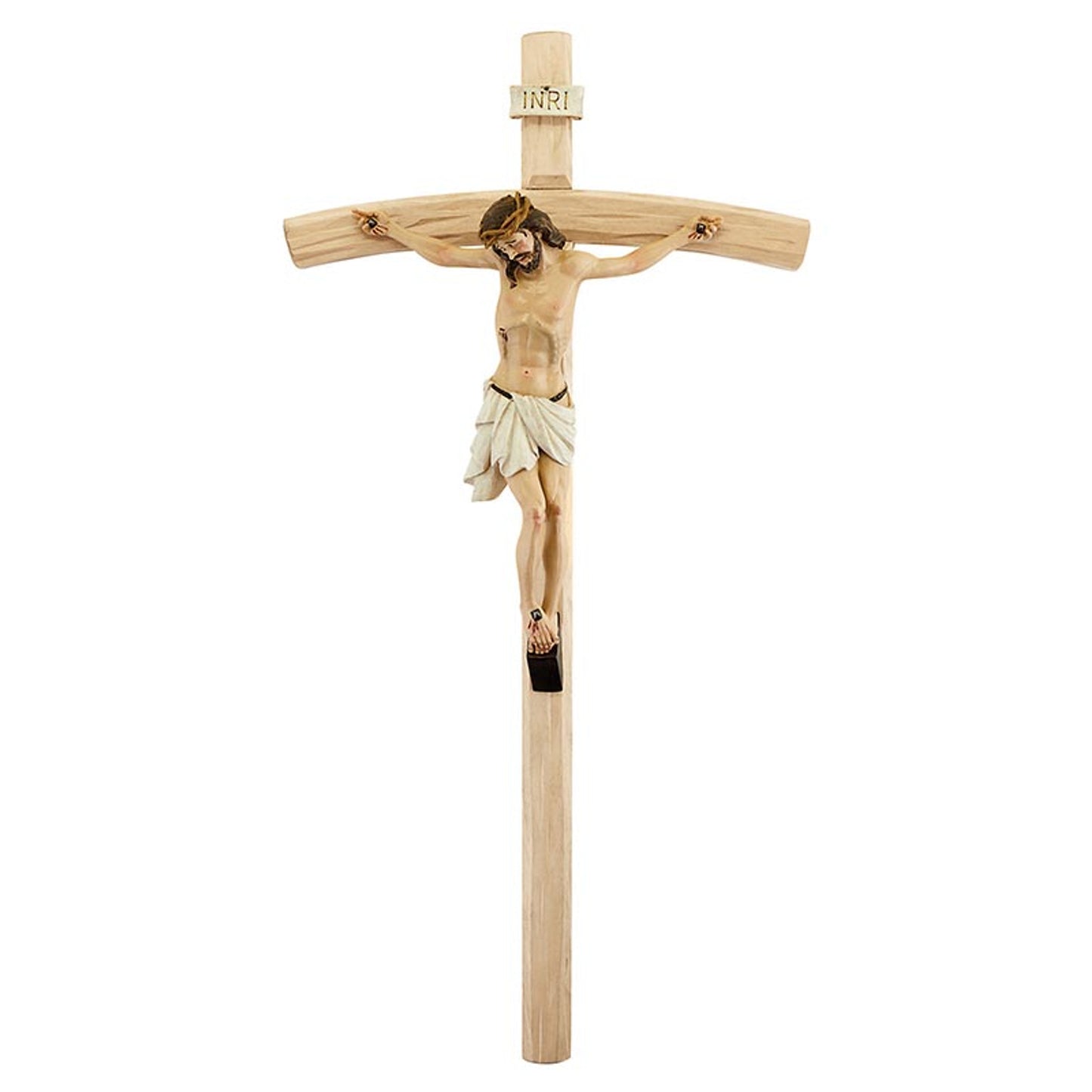 Val Gardena Wood Crucifix with Hand Painted Corpus (JC