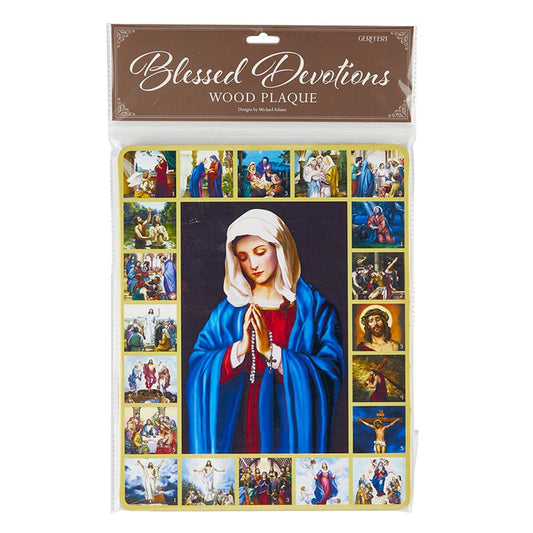 Mysteries of The Rosary Wood Plaque