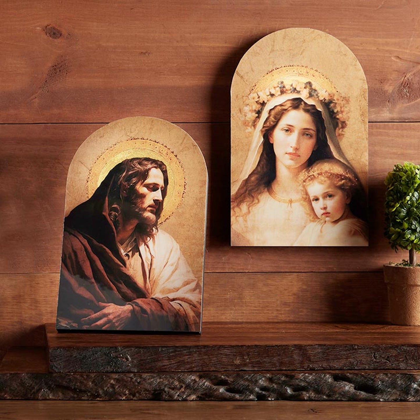 Madonna and Child Arched Plaque