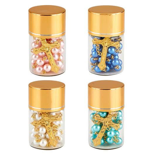 Pearls of Faith Mini Rosaries in a Bottle Display - 12/PK