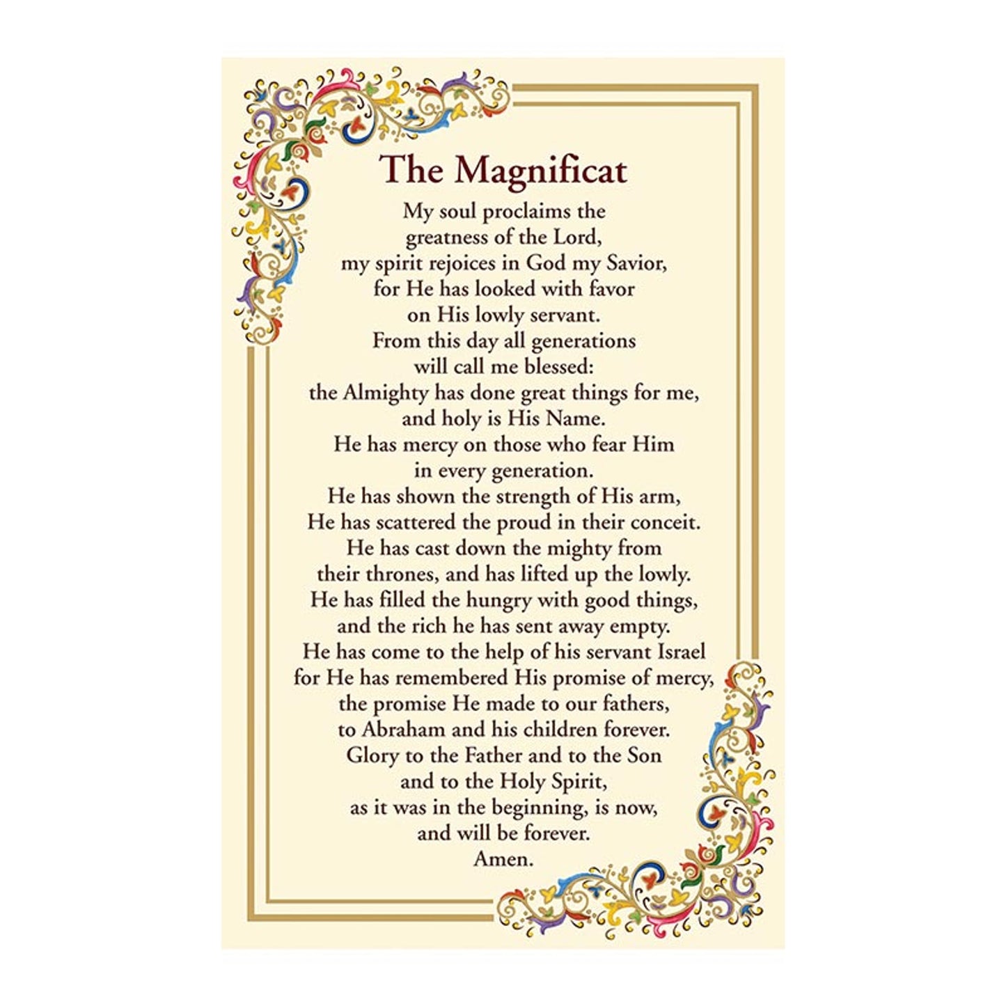 Magnificat Prayer Florentine Holy Card
