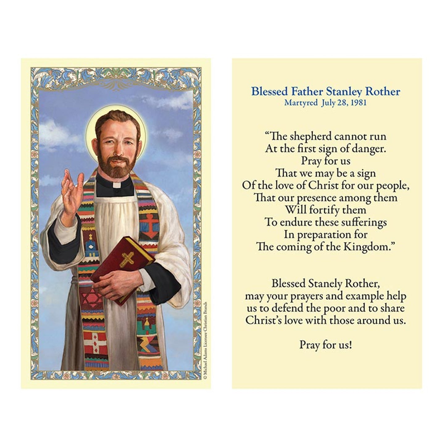 Blessed Father Stanley Rother Holy Card - 25/PK