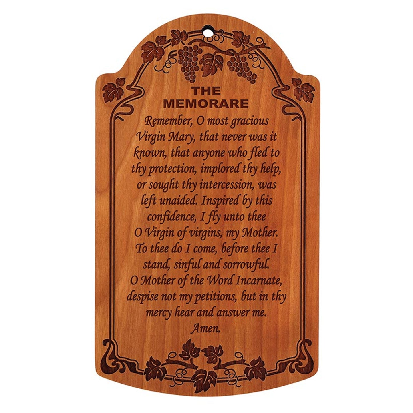 7" The Memorare Carved Wood Plaque