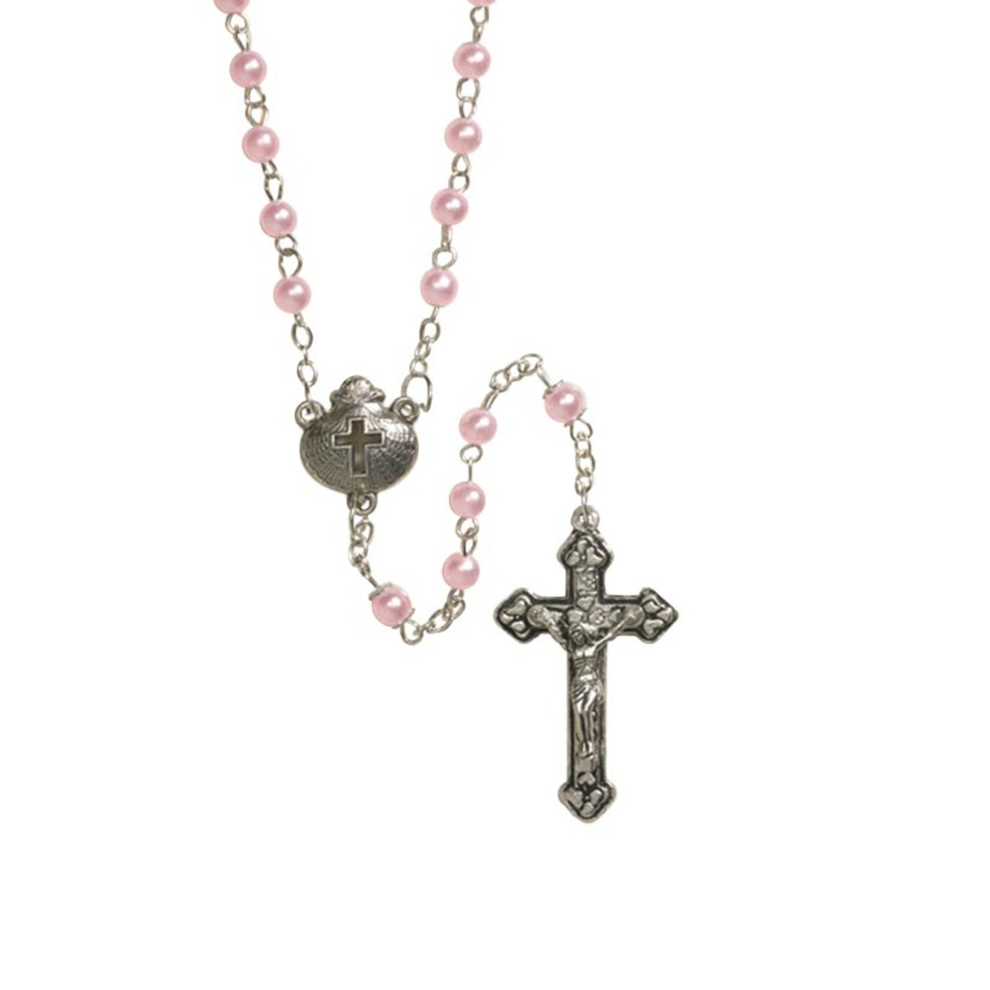 Girl's Pink Baptism Rosary