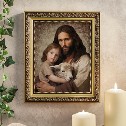 Christ the Good Shepherd Gold Tone Framed Print