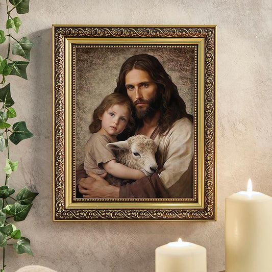 Christ the Good Shepherd Gold Tone Framed Print