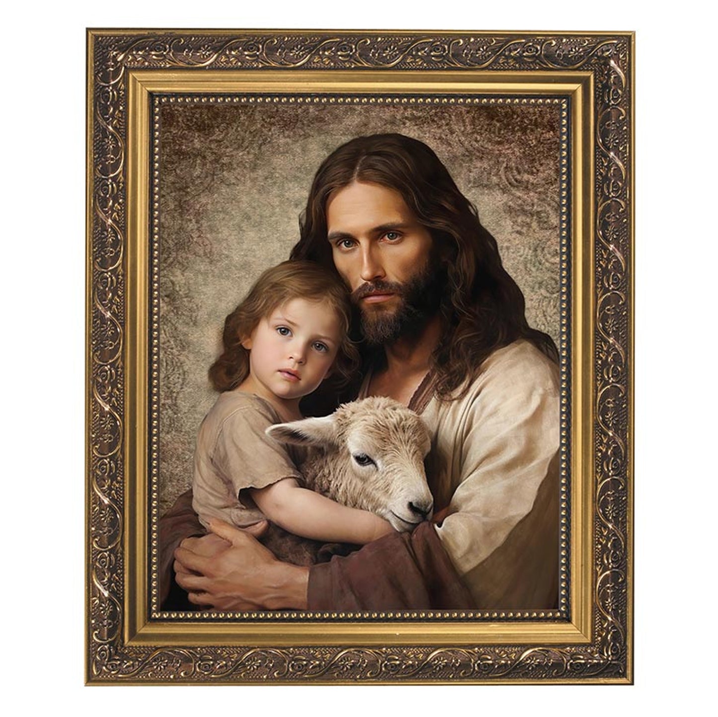 Christ the Good Shepherd Gold Tone Framed Print