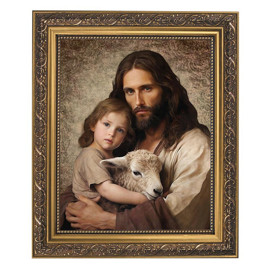 Christ the Good Shepherd Gold Tone Framed Print