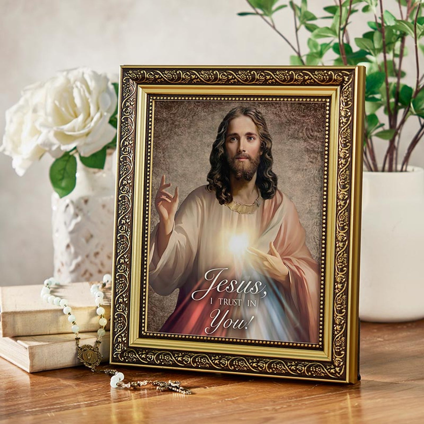 Divine Mercy Gold Tone Framed Print