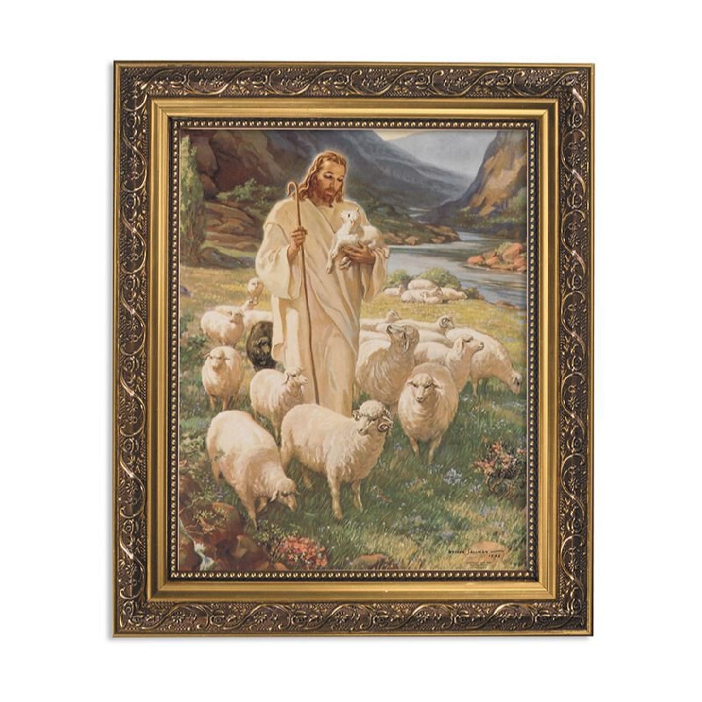 Lord Is My Shepherd Gold Tone Framed Print