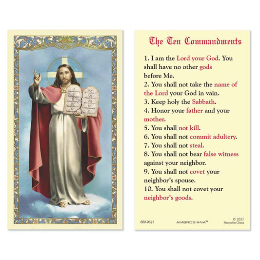 The Ten Commandments Laminated Holy Card - 25/PK