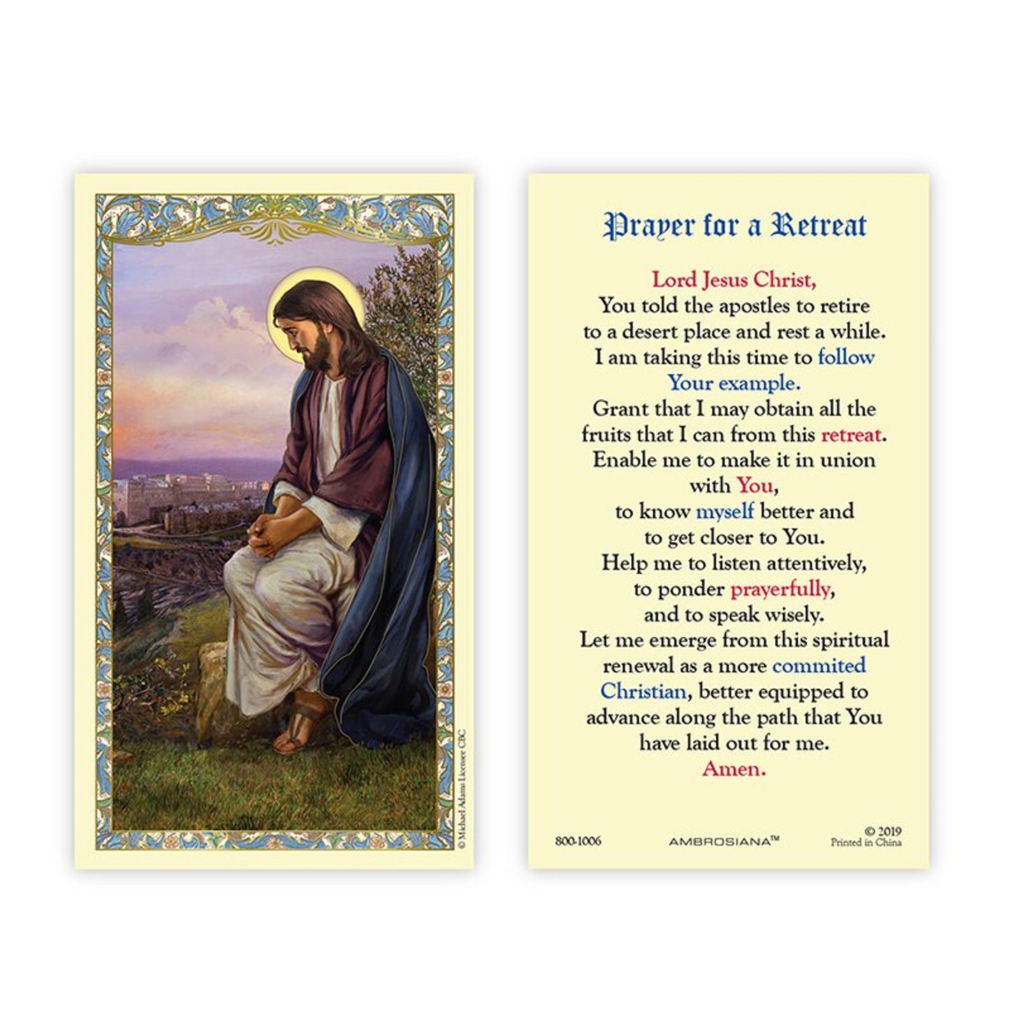 Christ Overlooking Jerusalem Laminated Holy Card (800-1006) - 25/PK