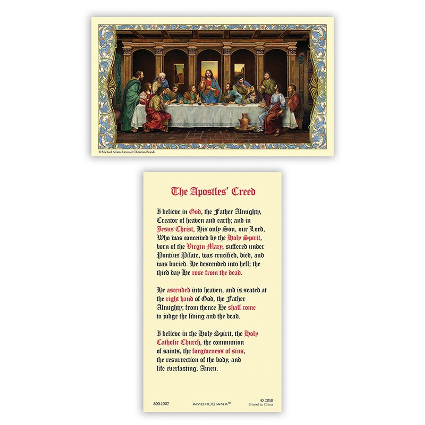 Last Supper Holy Card - 25/PK