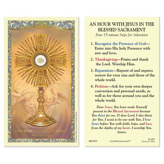 Eucharistic Adoration of the Blessed Sacrament Laminated Holy Card