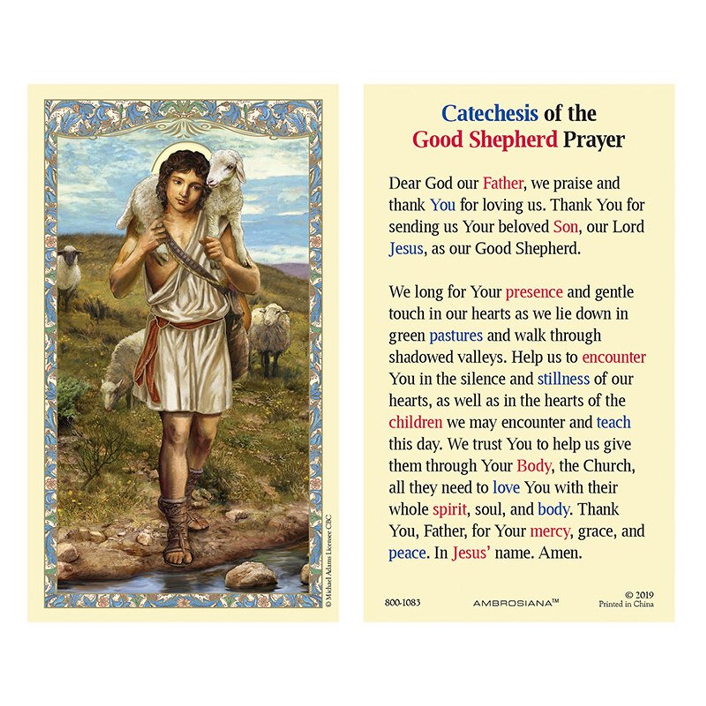 Christ the Good Shepherd Laminated Holy Card - 25/PK