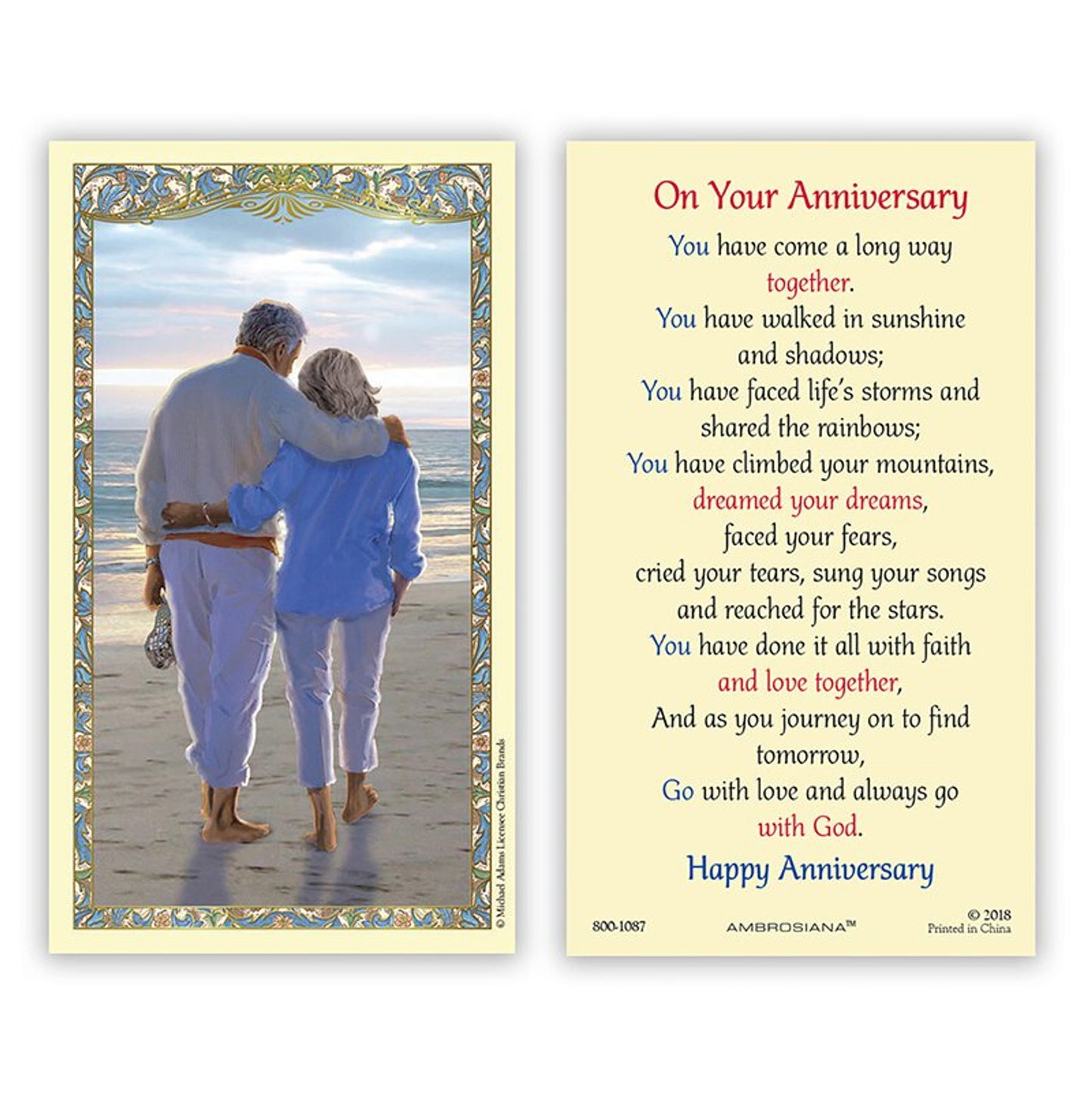 Wedding Anniversary Laminated Holy Card - 25/PK