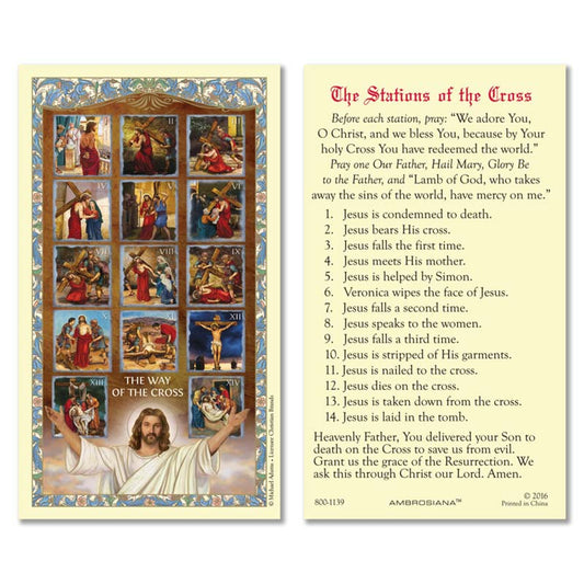 Stations of the Cross Laminated Holy Card - 25/PK