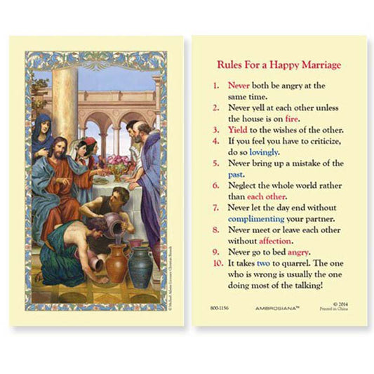 Wedding at Cana (Rules for a Happy Marriage) Laminated Holy Card - 25/PK