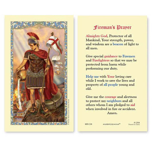 Saint Florian Fireman's Prayer Laminated Holy Card - 25/PK