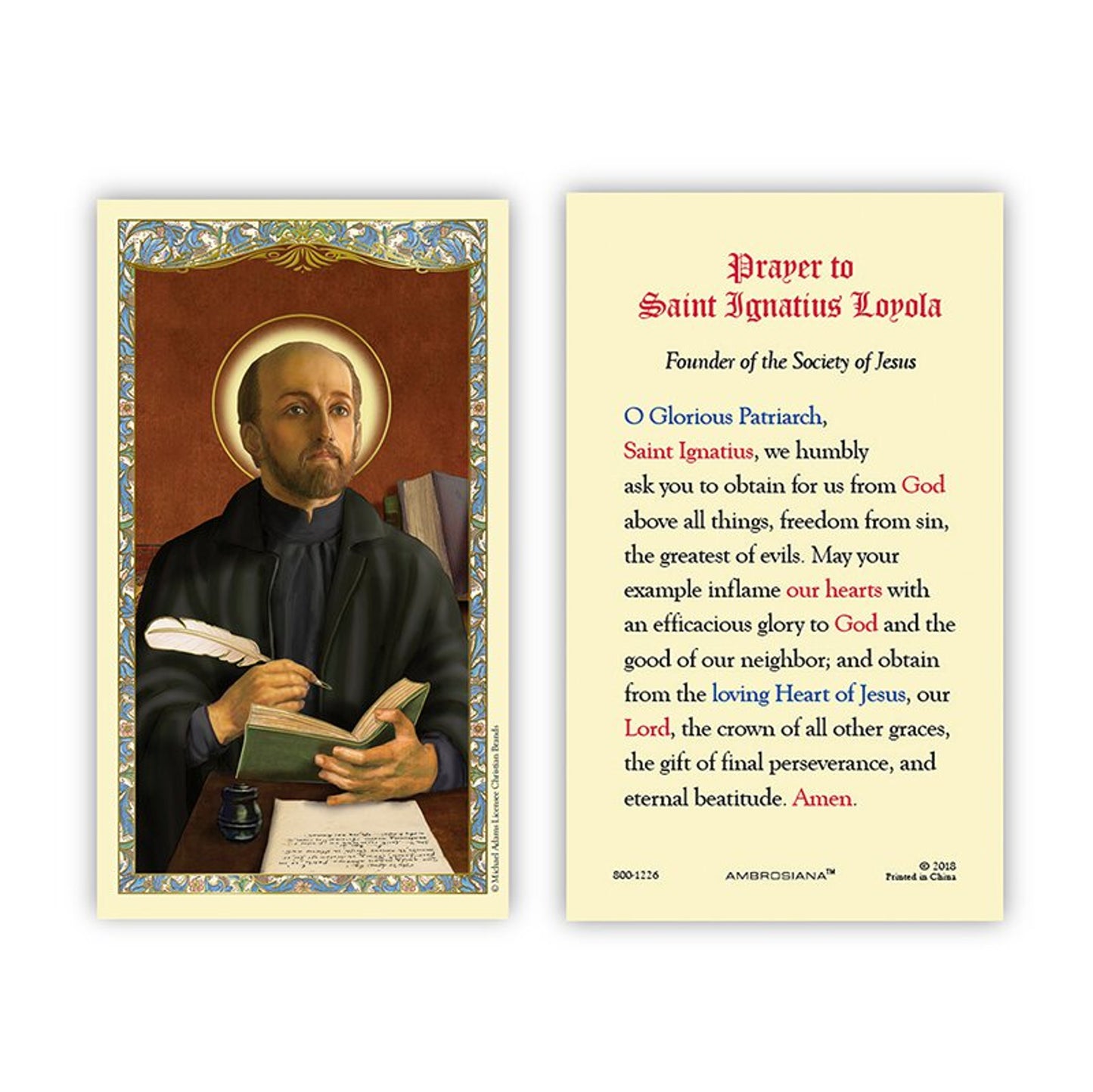 Saint Ignatius Loyola Laminated Holy Card - 25/PK