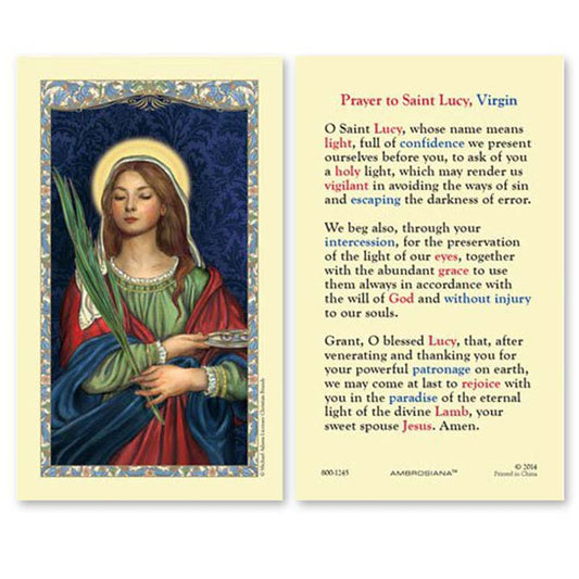 Saint Lucy Prayer Laminated Holy Card