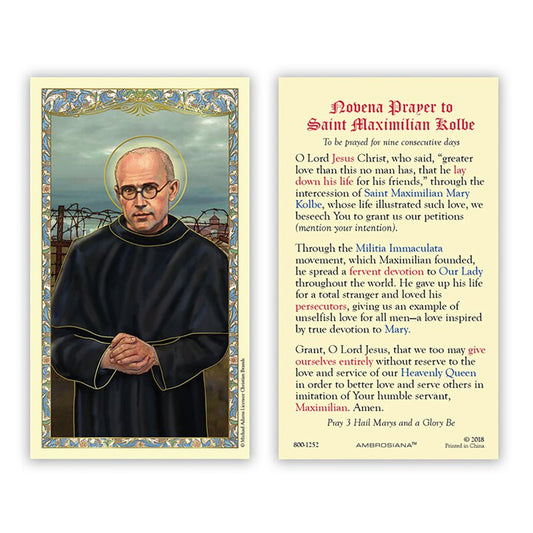 Saint Maximilian Kolbe Prayer Laminated Holy Card