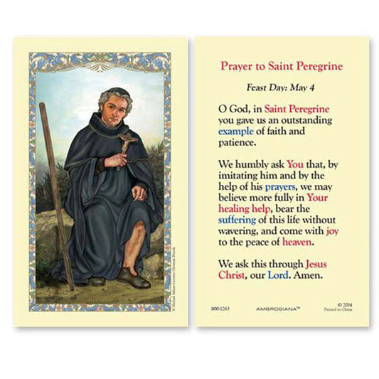 Saint Peregrine (Prayer to Saint Peregrine) Laminated Holy Card - 25/PK