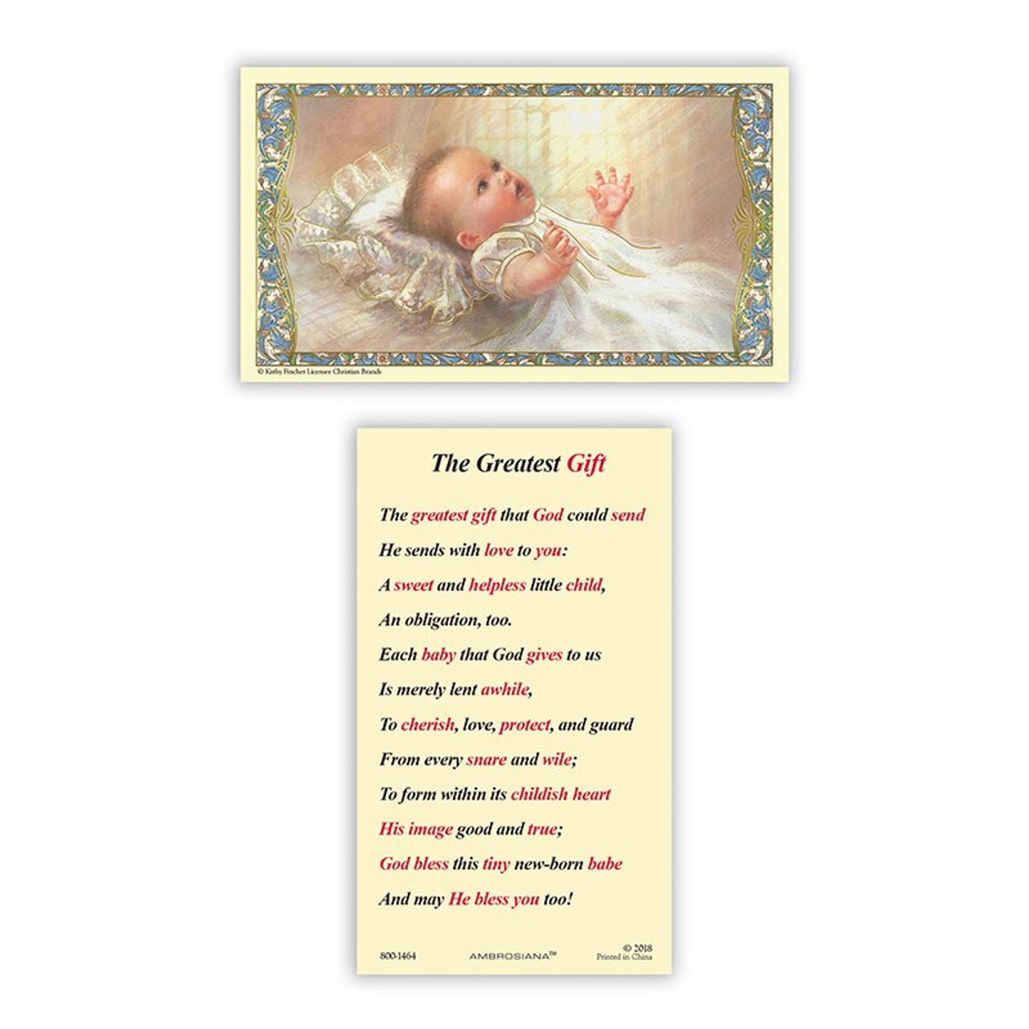 Baptism - The Greatest Gift Laminated Holy Card