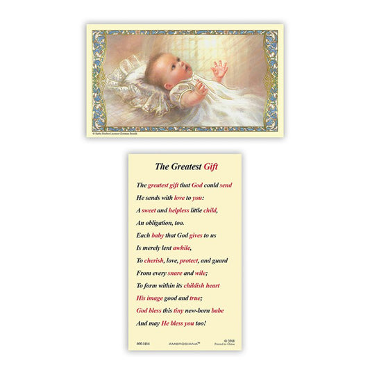 Baptism - The Greatest Gift Laminated Holy Card - 25/PK