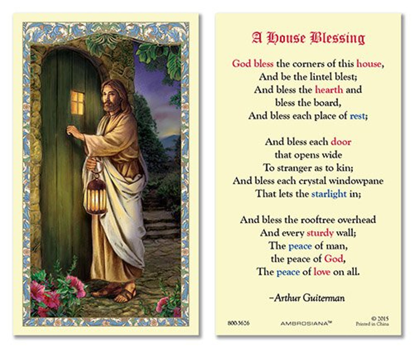 A House Blessing Laminated Holy Card - 25/PK