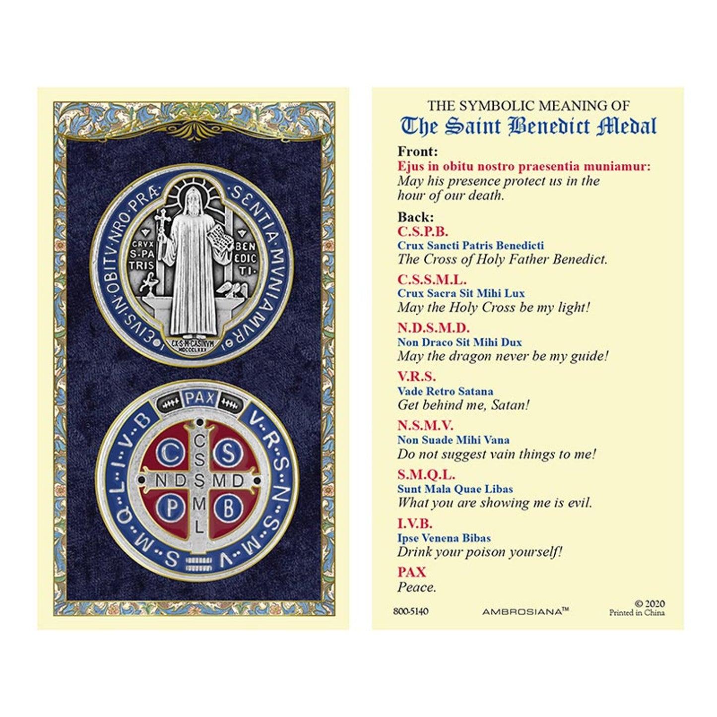 Saint Benedict Laminated Holy Card - 25/PK