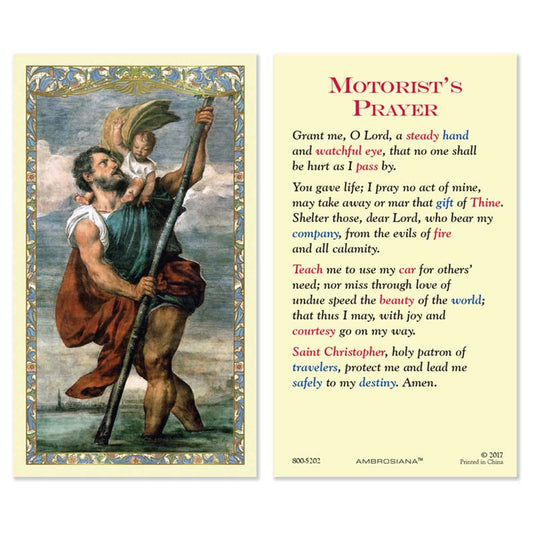 Saint Christopher Laminated Holy Card - 25/PK