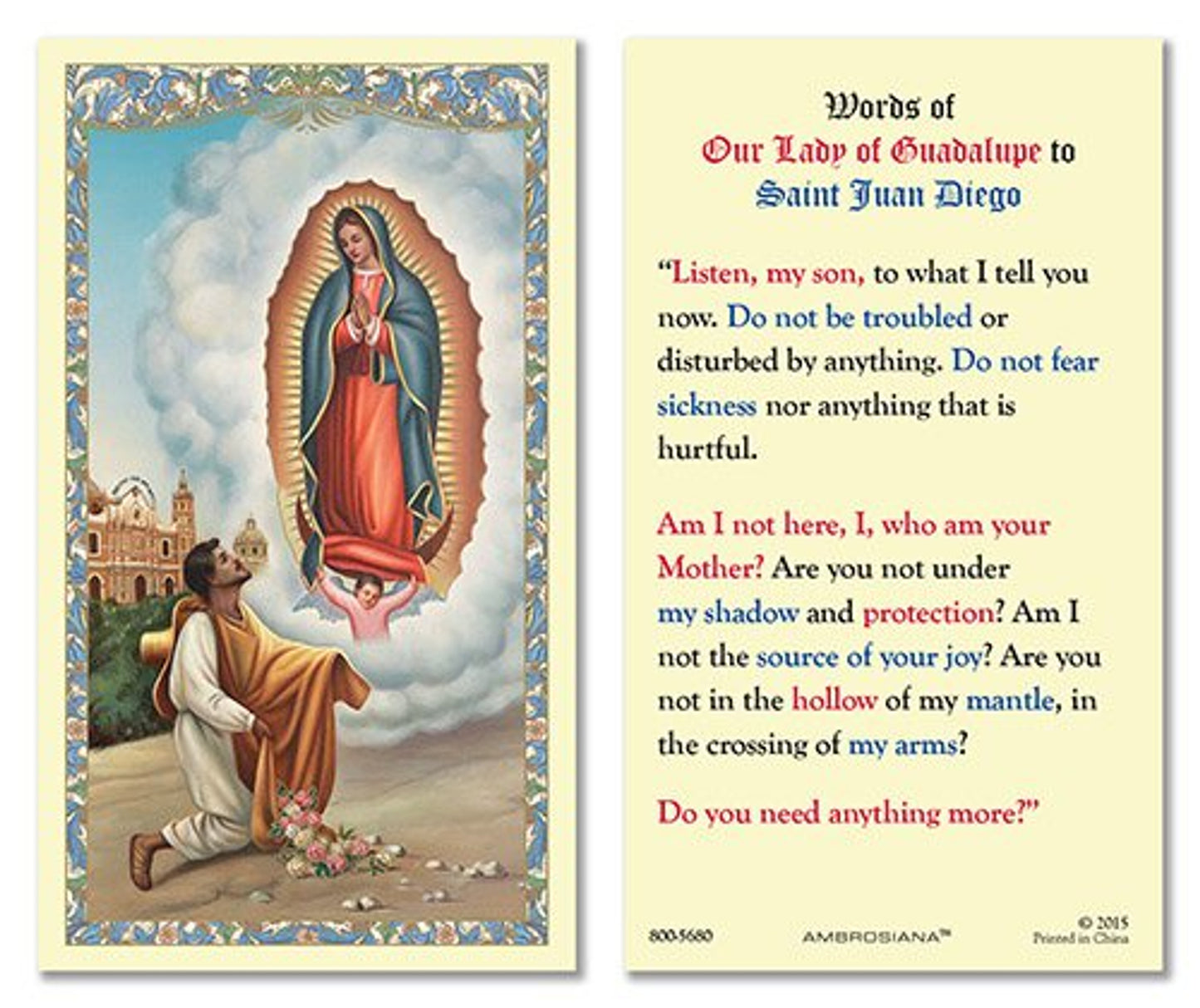 Saint Juan Diego Laminated Holy Card - 25/PK