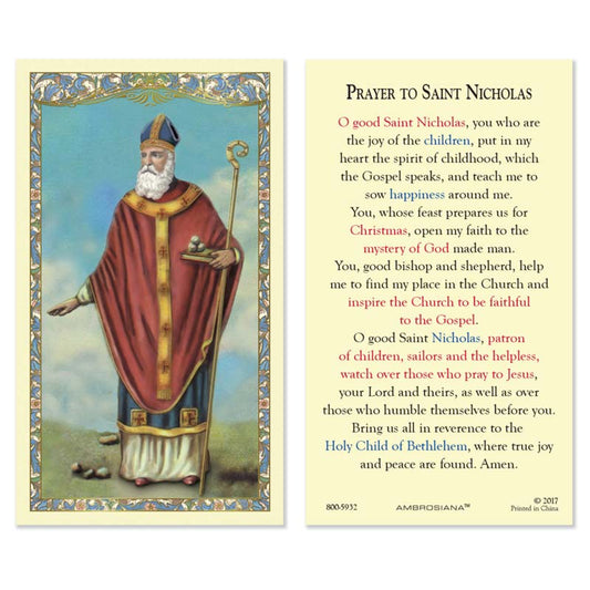 Saint Nicholas Laminated Holy Card (800-5932) - 25/PK