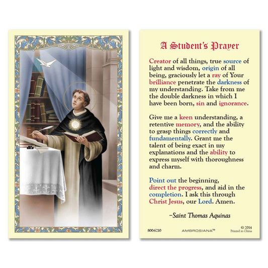 Saint Thomas Aquinas Laminated Holy Card - 25/PK