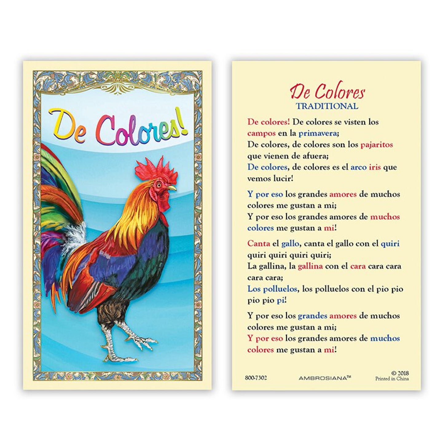 Cursillo De Colores Laminated Holy Card - 25/PK