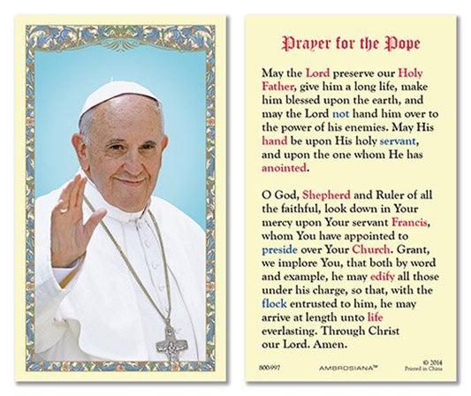 Pope Francis (Prayer for the Pope) Laminated Holy Card - 25/PK