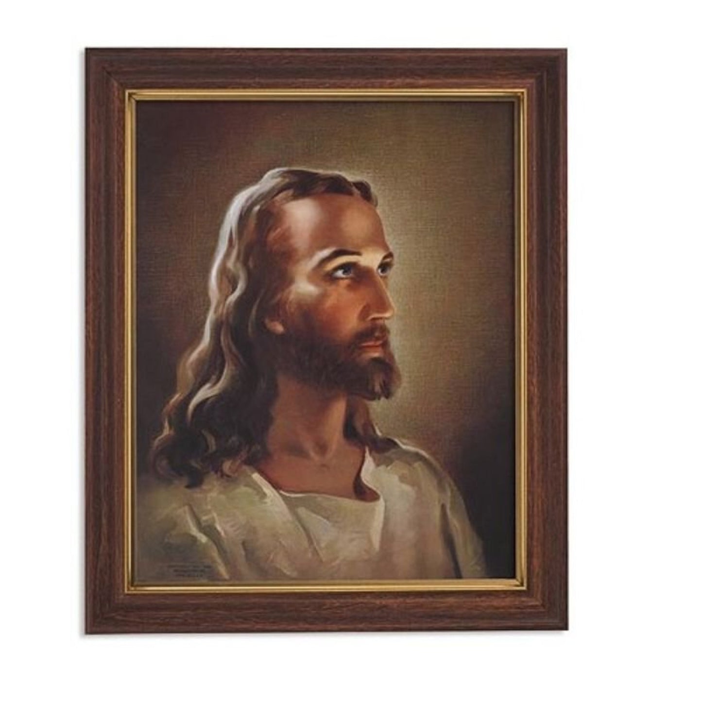 Head of Christ Wood Tone Framed Print