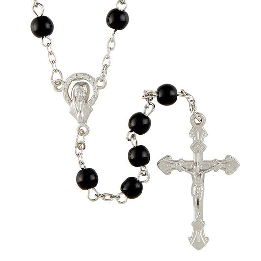 Jet Glass Bead Rosary