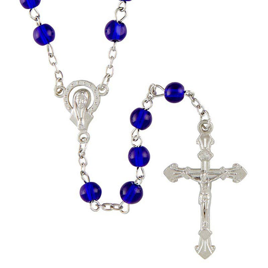 Dark Blue Glass Bead Rosary - 12 pack