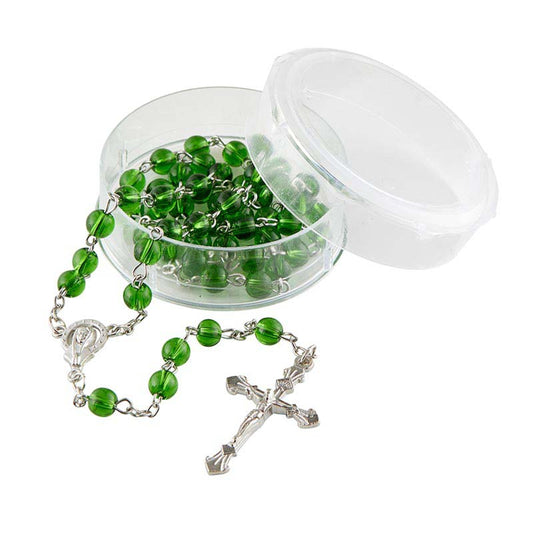 Emerald Glass Bead Rosary (BK